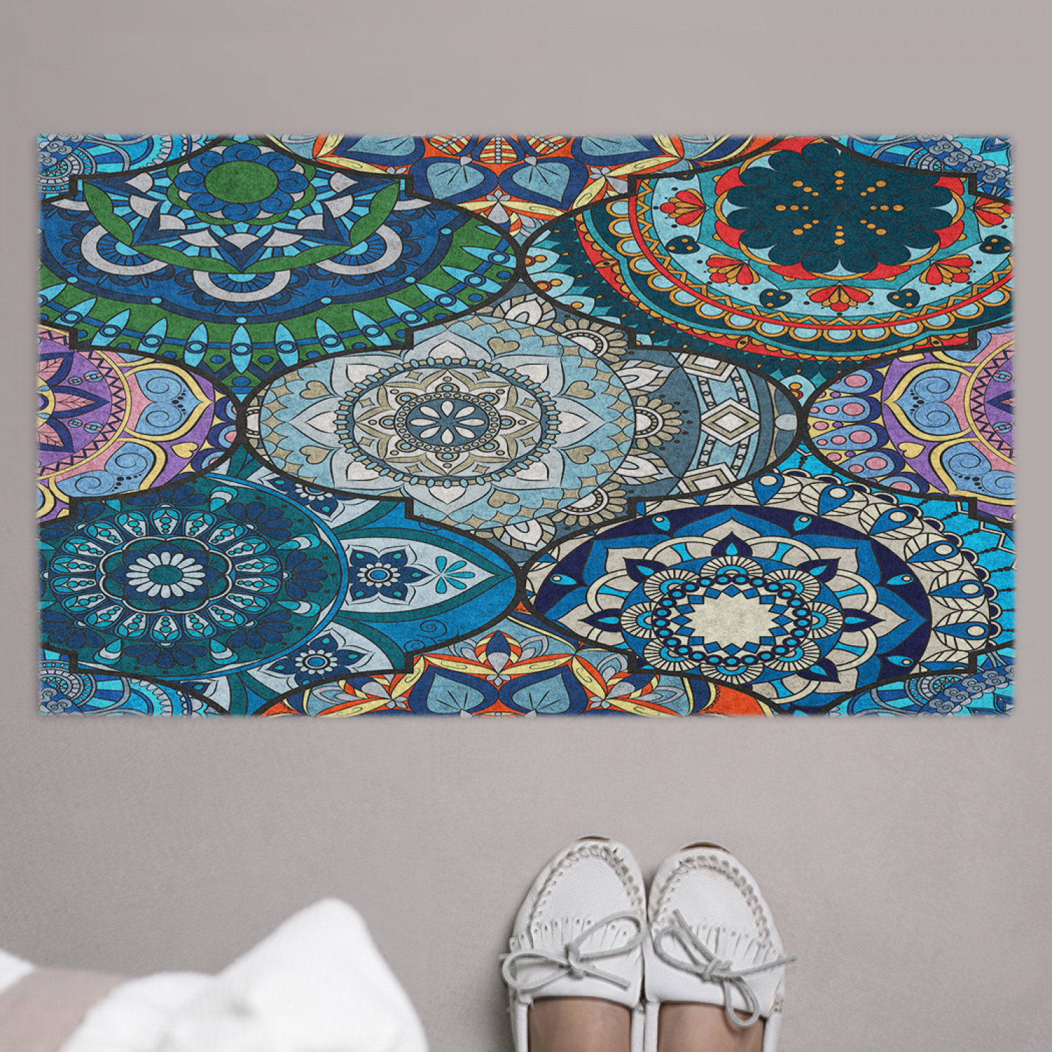 фото Придверный коврик joyarty "турецкие мотивы" для обуви, на резиновой основе, 75x45 см