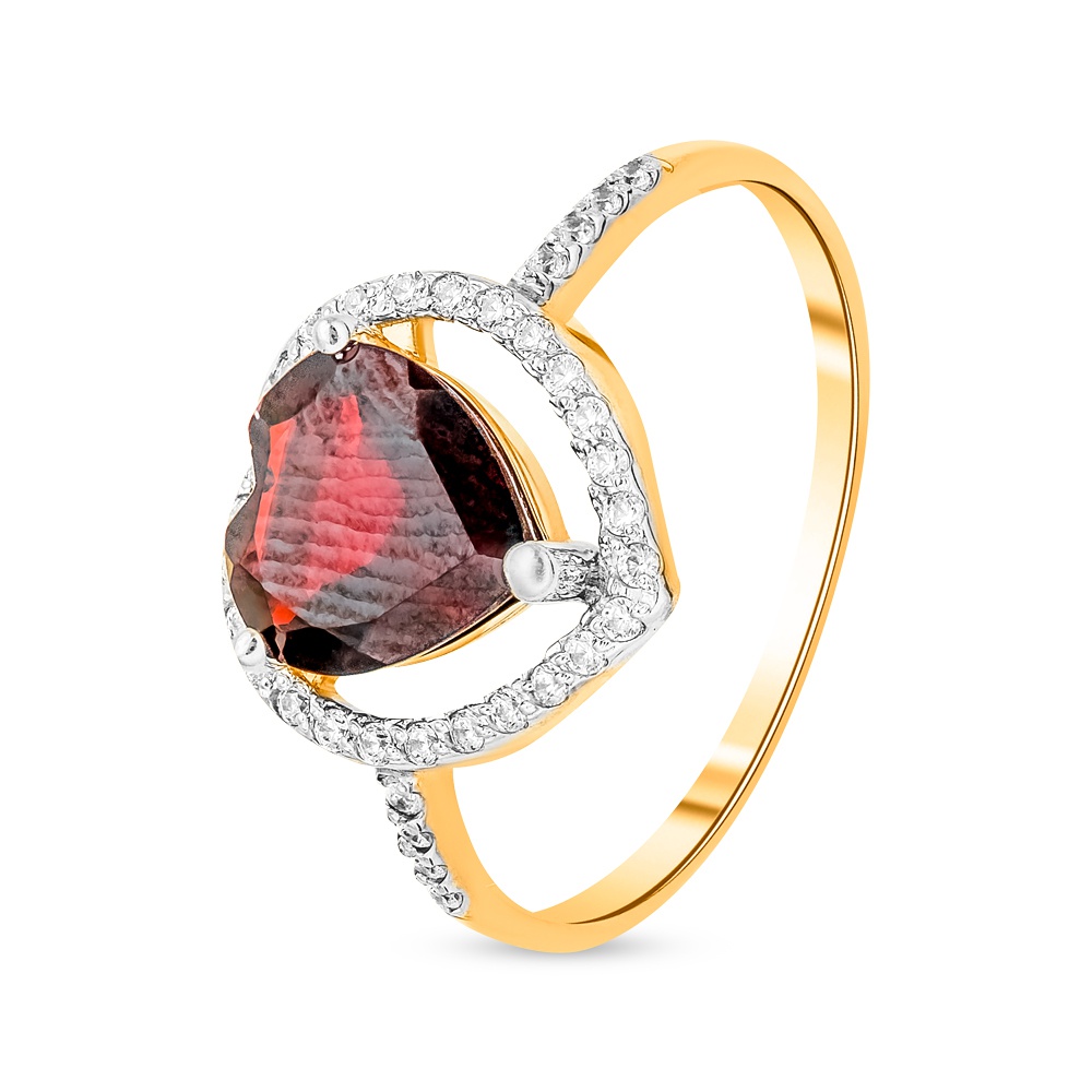 

Кольцо из золота р.  585Gold 201013106, гранат\фианит, 201013106