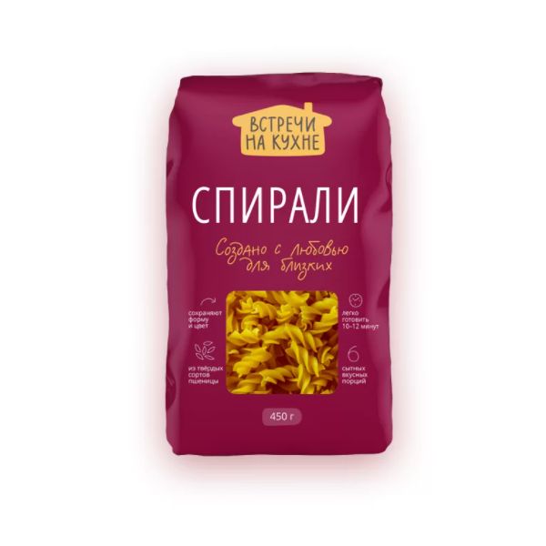 

Макаронные изделия Встречи на кухне Спирали 450 г