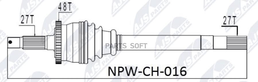 

NTY 'NPWCH016 Полуось, jeep grand cherokee 99-04 /without vari-lock /прав / 1шт