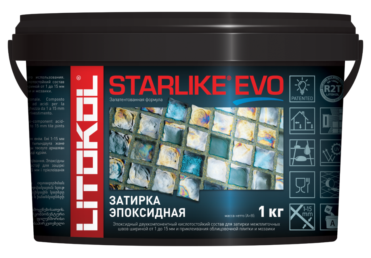 Затирка эпоксидная STARLIKE EVO S.145 NERO CARBONIO ведро 2.5 кг затирка litokol starlike evo s 145 nero carbonio 1 кг