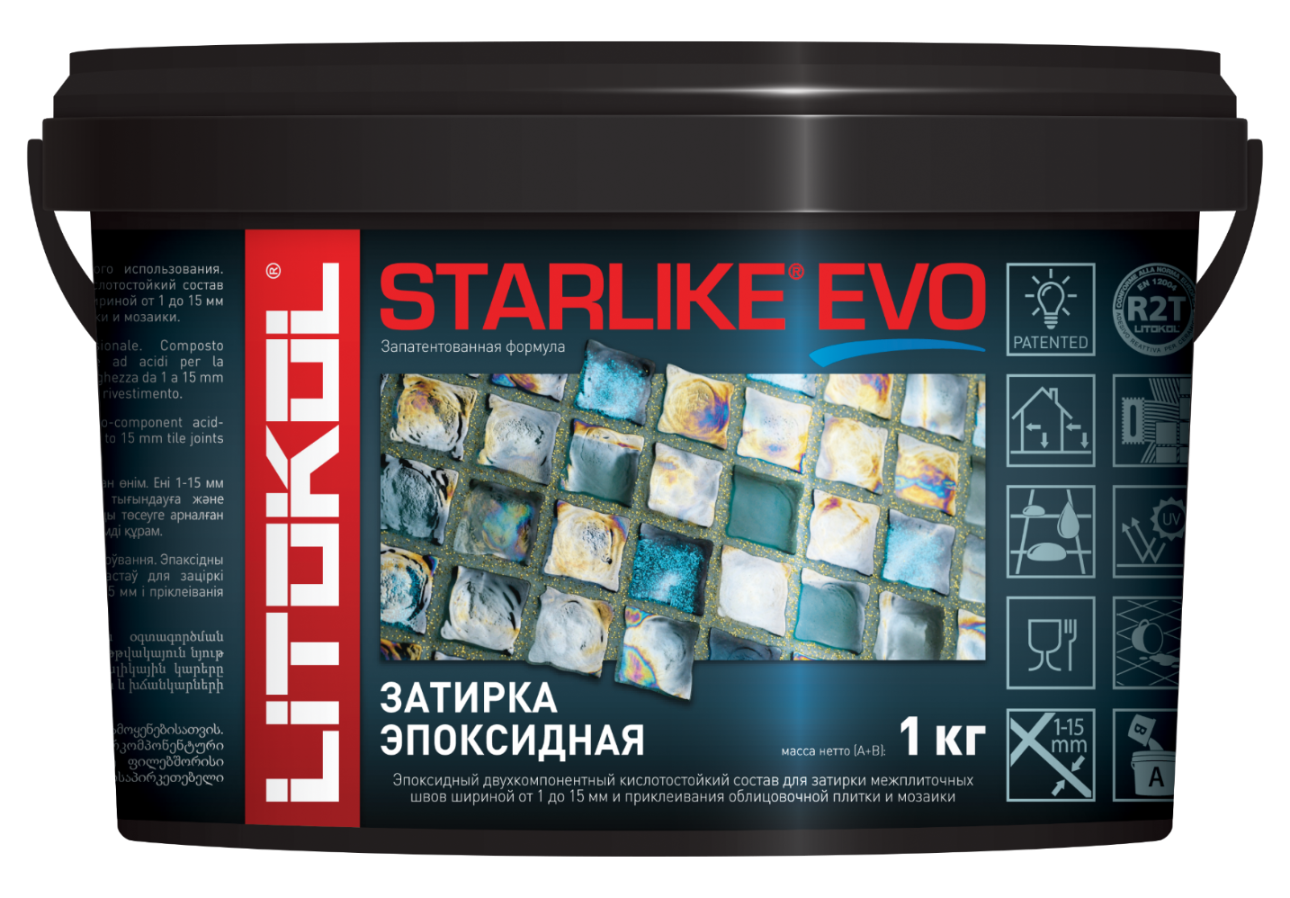 фото Затирка эпоксидная starlike evo s.145 nero carbonio ведро 2.5 кг litokol