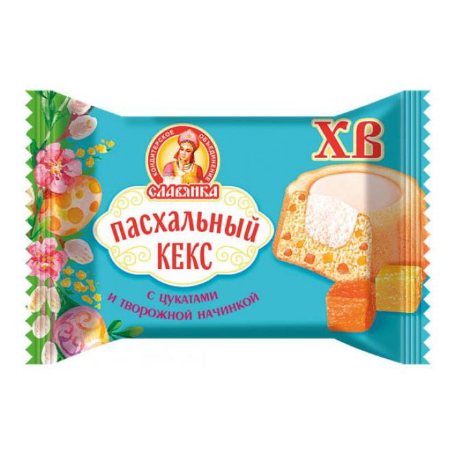 

Пирожное бисквитное Славянка Пасхальный кекс с цукатами и творожной начинкой, 500 г