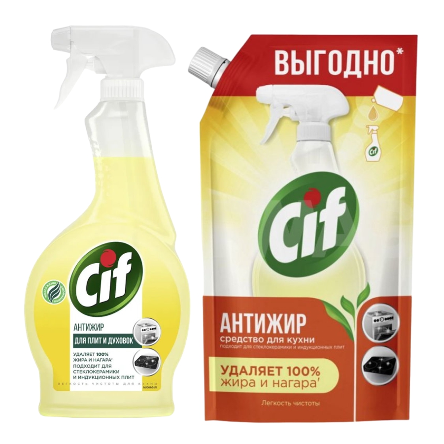 Чистящее средство для кухни cif спрей легкость чистоты антижир для плит и духовок 500 мл