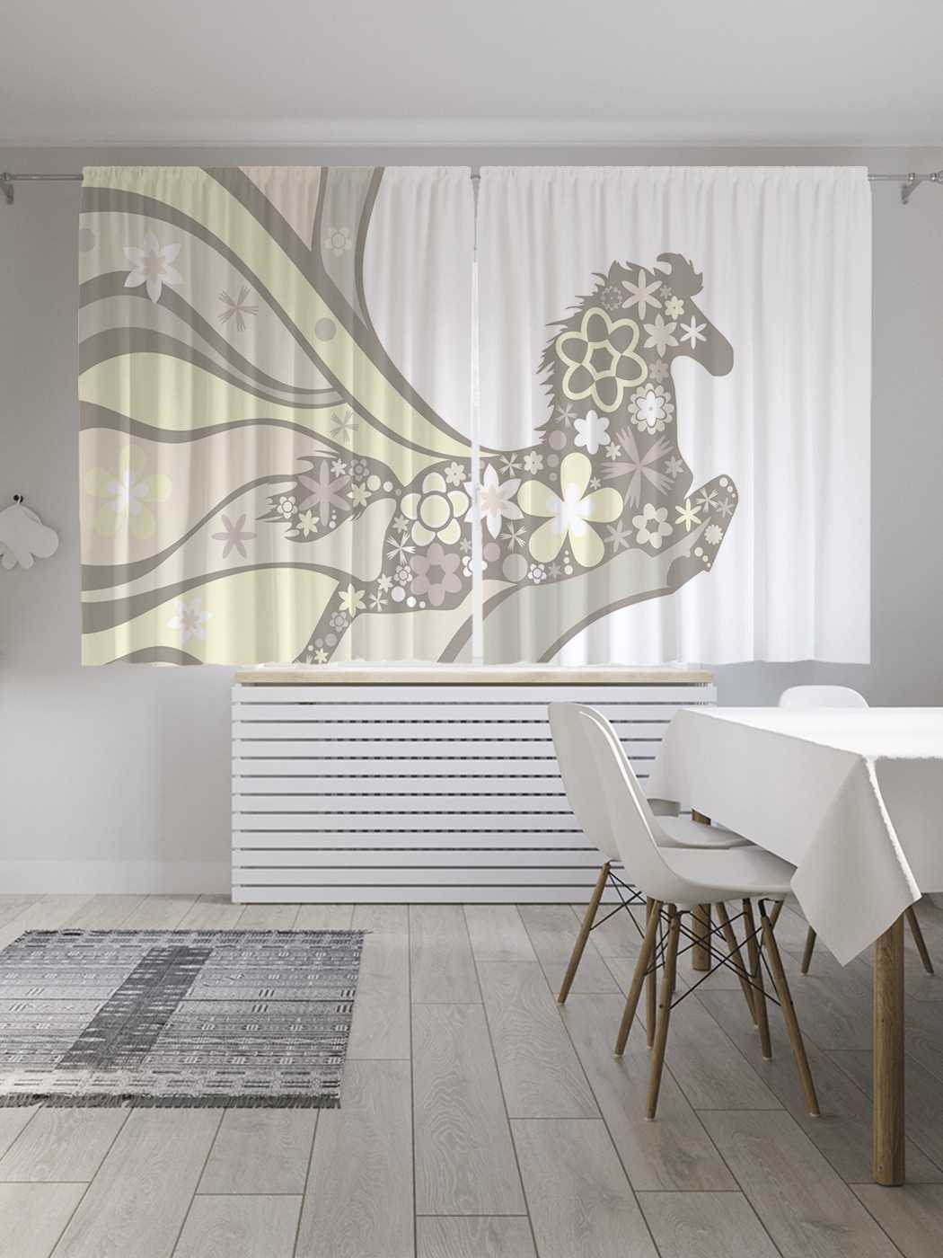 

Классические шторы JoyArty "Цветочный скакун", серия Oxford DeLux, 2 полотна 145x180 см, Цветочный скакун