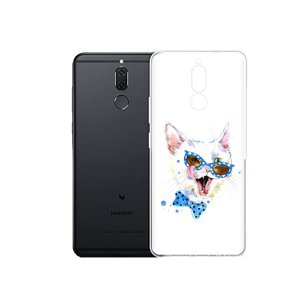 

Чехол MyPads Tocco для Huawei Nova 2i белый кот (PT92543.64.229), Прозрачный, Tocco