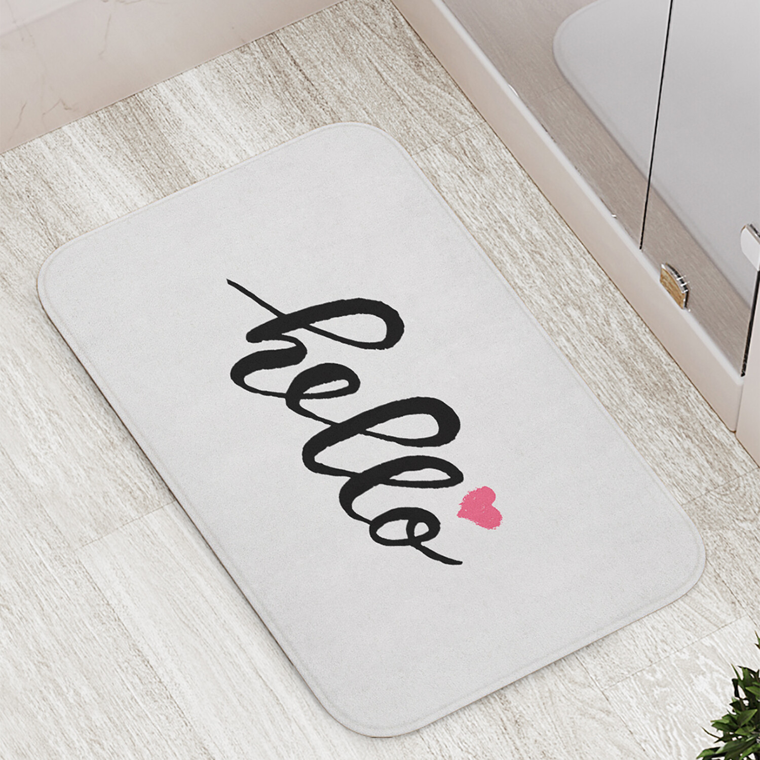 

Коврик JoyArty "Приветствие с сердечком" для ванной сауны бассейна 77х52 см, Приветствие с сердечком