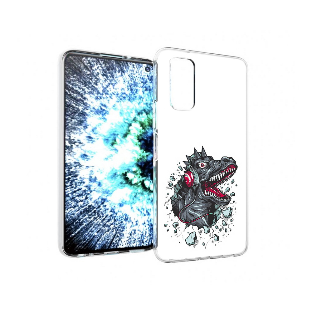 

Чехол MyPads Tocco для Vivo IQOO Neo 3 Нарисованный динозавр в наушниках, Прозрачный, Tocco