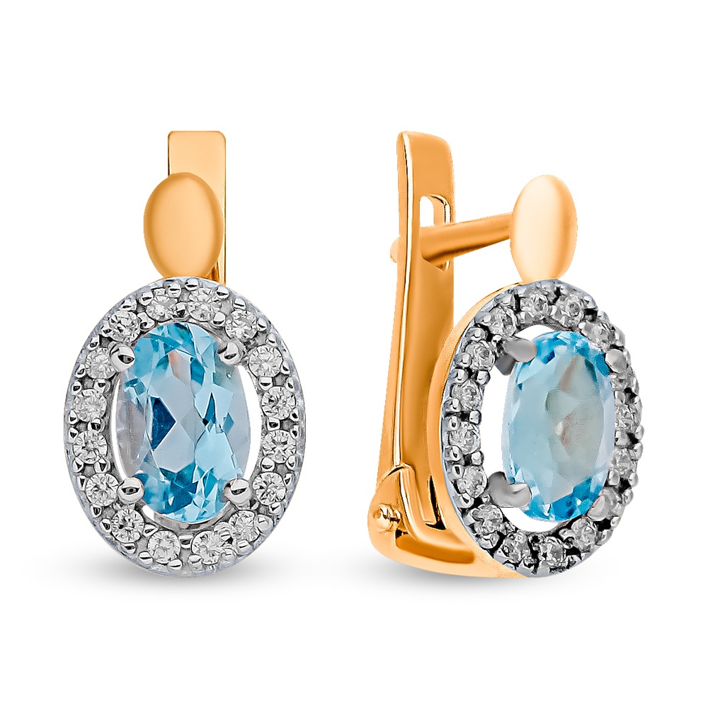 

Серьги из красного золота 585Gold 202008439, топаз/фианит, 202008439