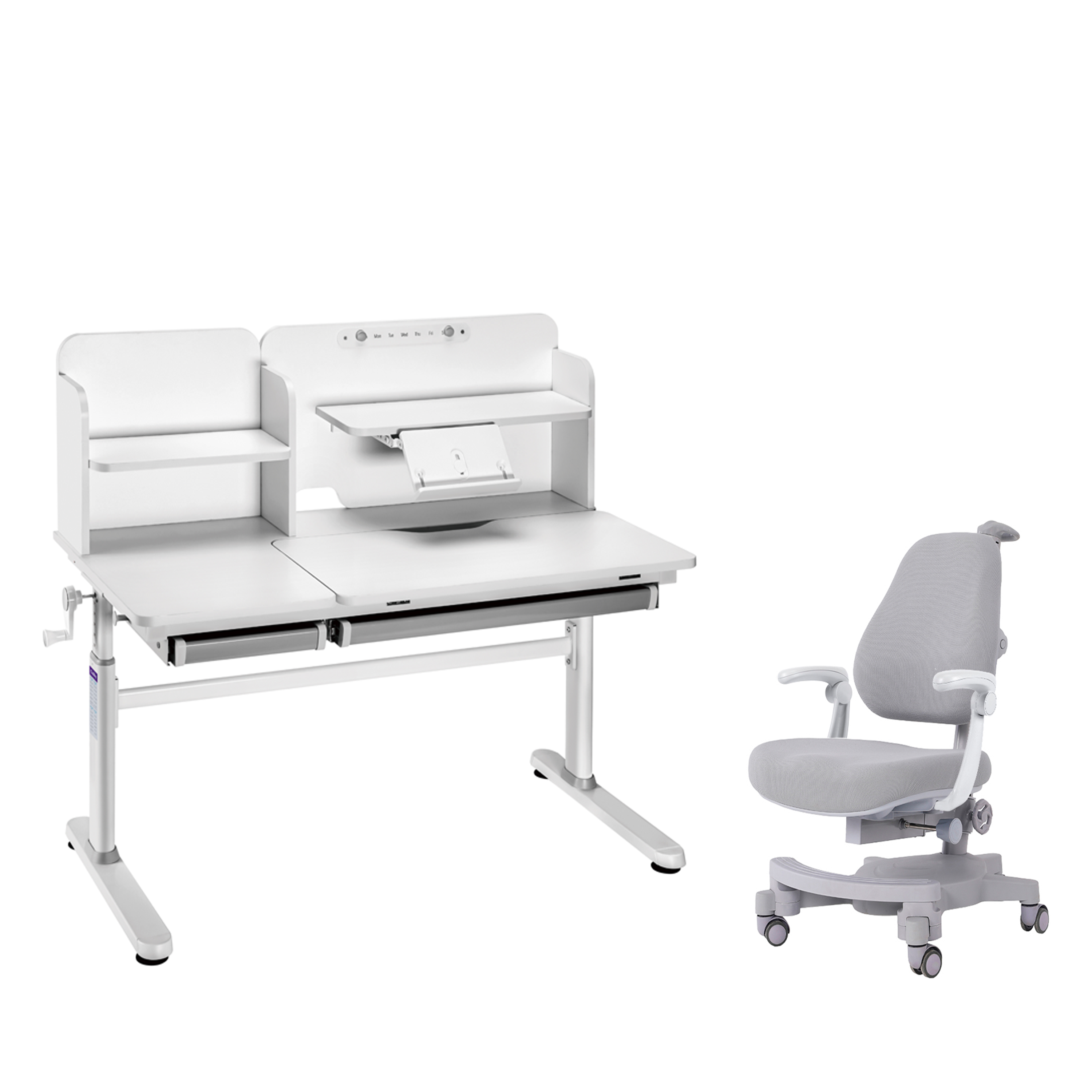 

Растущая парта с надстройкой и кресло c подлокотниками Cubby Iris II + Solidago, Grey, Iris II+Solerte