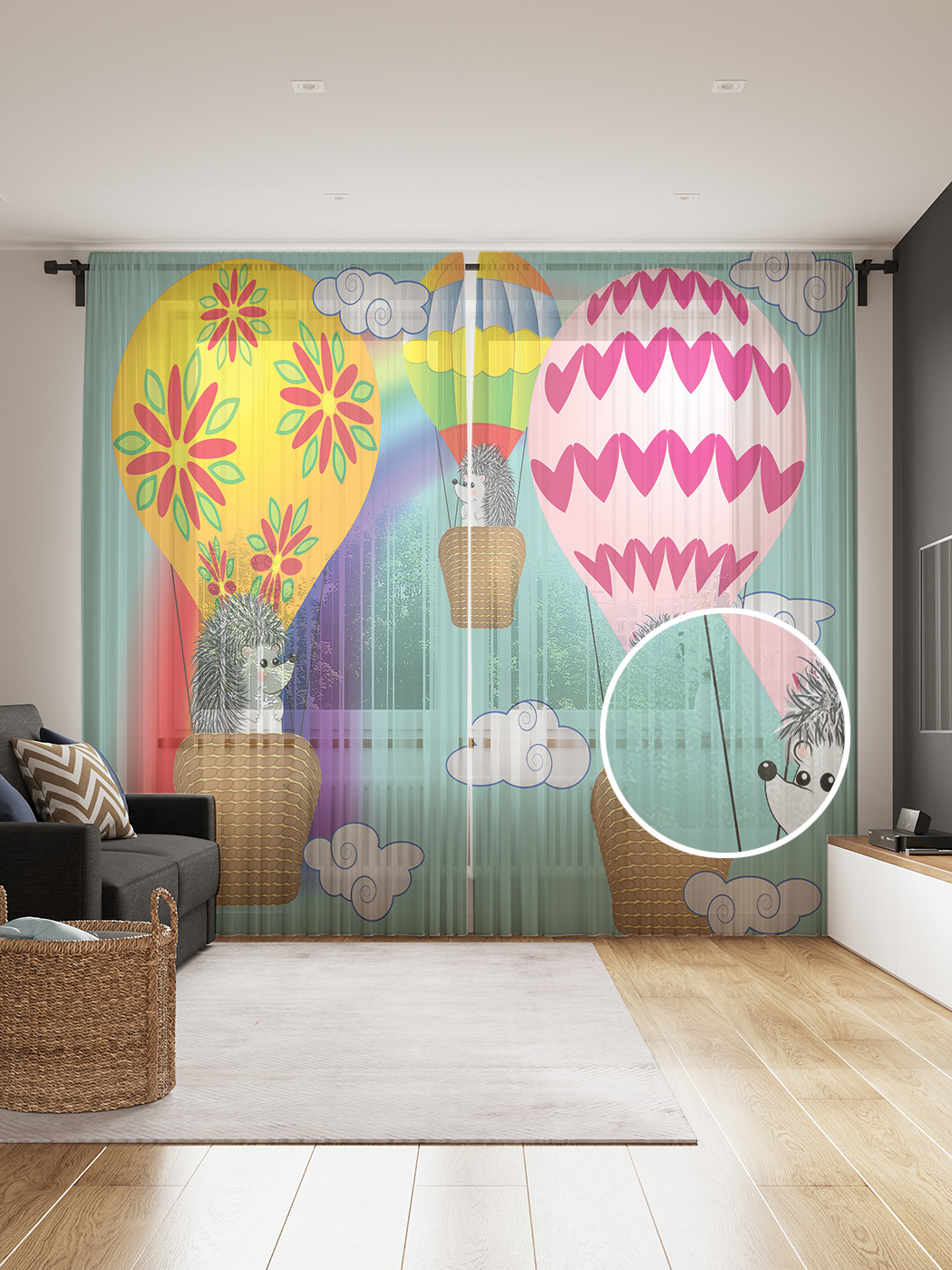 

Фототюль JoyArty "На воздушных шарах", 145x265см, 2 полотна, лента, 50 крючков, На воздушных шарах