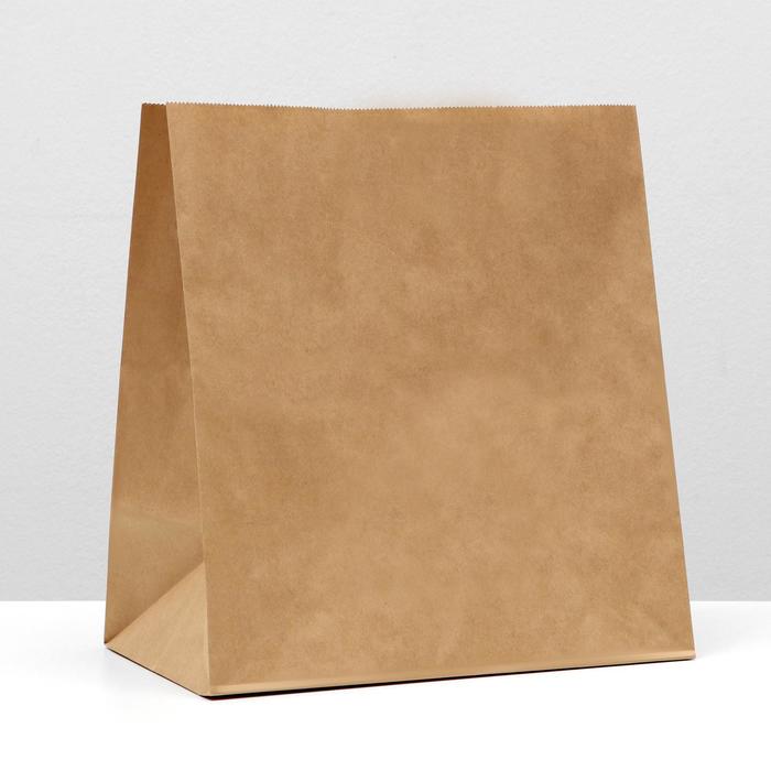 

Пакет крафт бумажный фасовочный, прямоугольное дно 32 х 18 х 34 см, Пакет фасовочный без печати