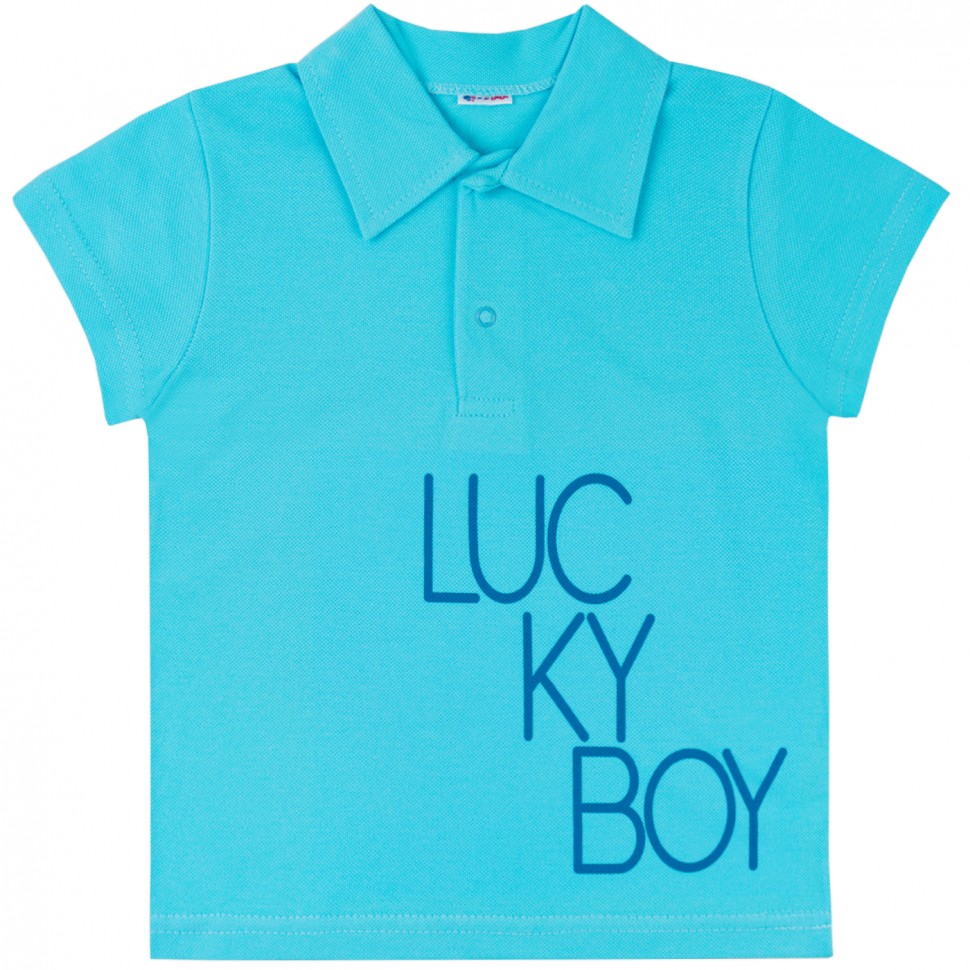 Поло детское YOULALA Lucky boy цв. голубой; бирюзовый р. 122 лак lucky 093 светло голубой т11172
