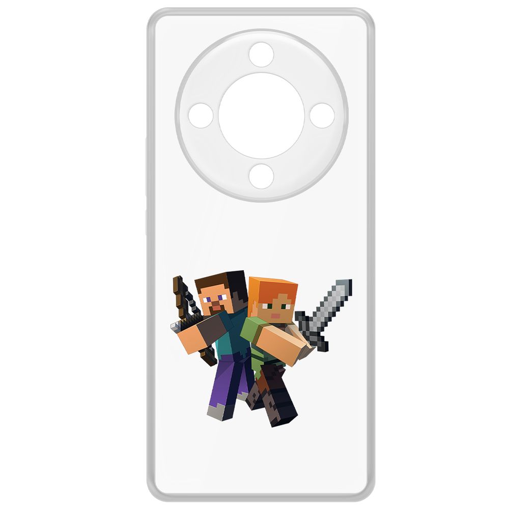 

Чехол-накладка Krutoff Clear Case Minecraft-Стив и Алекс для Honor X9b, Прозрачный