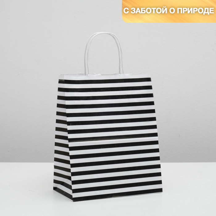 

Пакет крафт, белый, «Полосы», 24 х 10,5 х 32 см