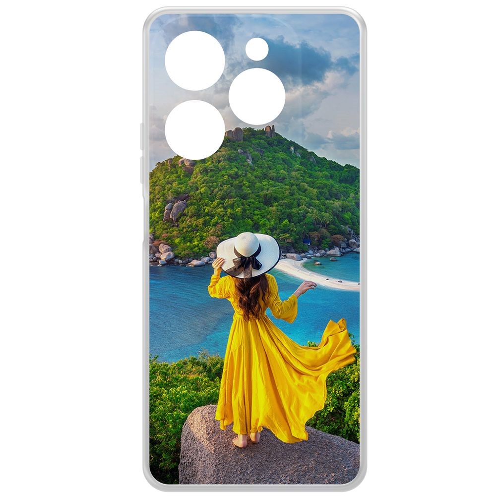Чехол-накладка Krutoff Clear Case Платье летнее женское для INFINIX Hot 40 Pro