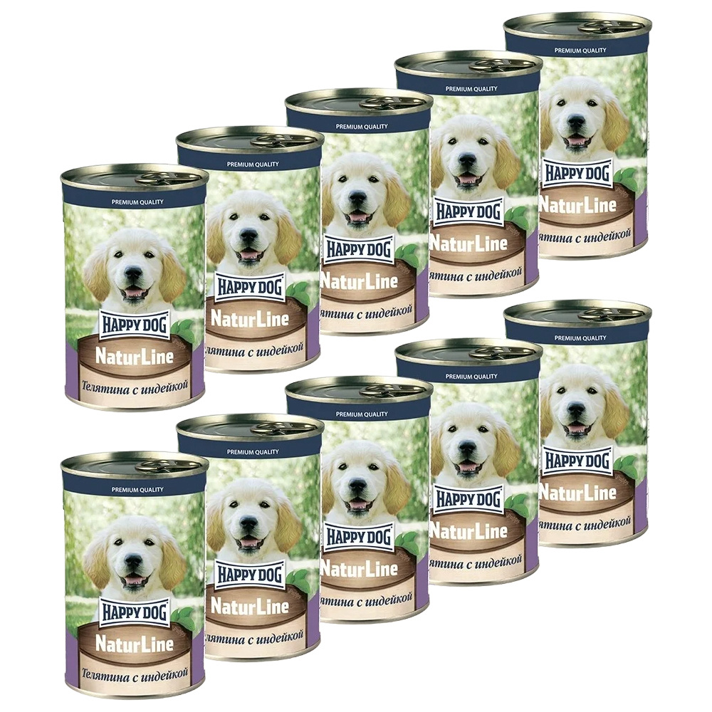 

Консервы для щенков Happy Dog телятина с индейкой, 10шт по 410г