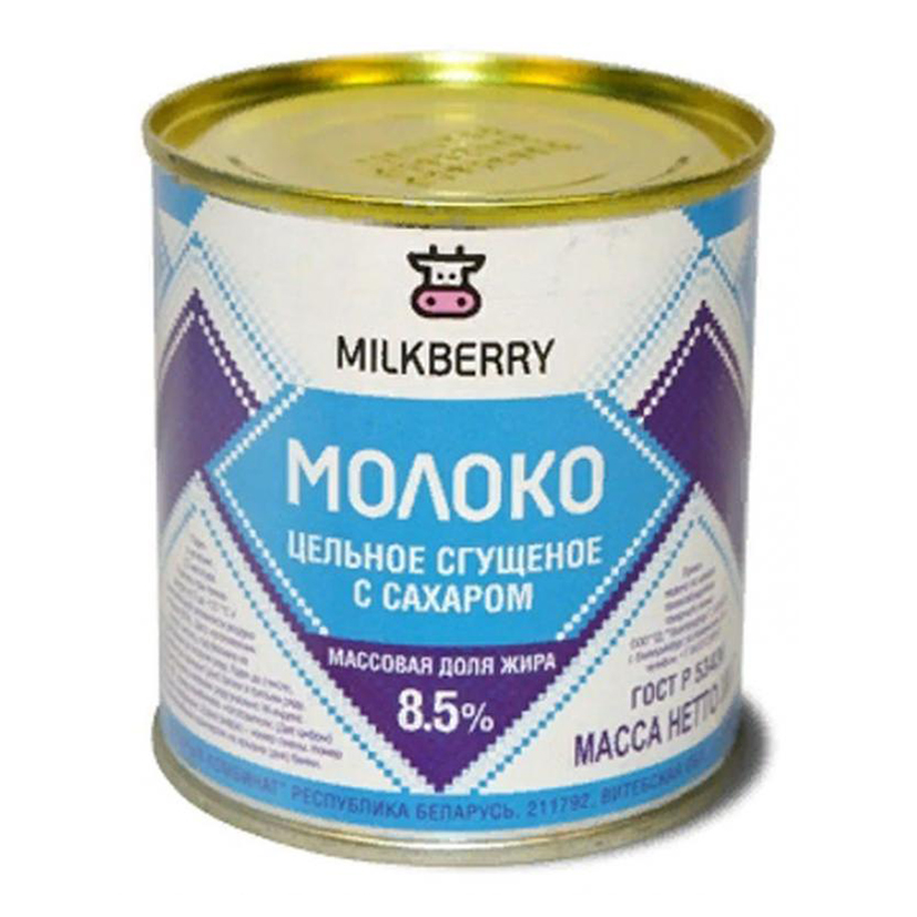 

Сгущенное молоко Milkberry цельное с сахаром 8,5% БЗМЖ 370 г
