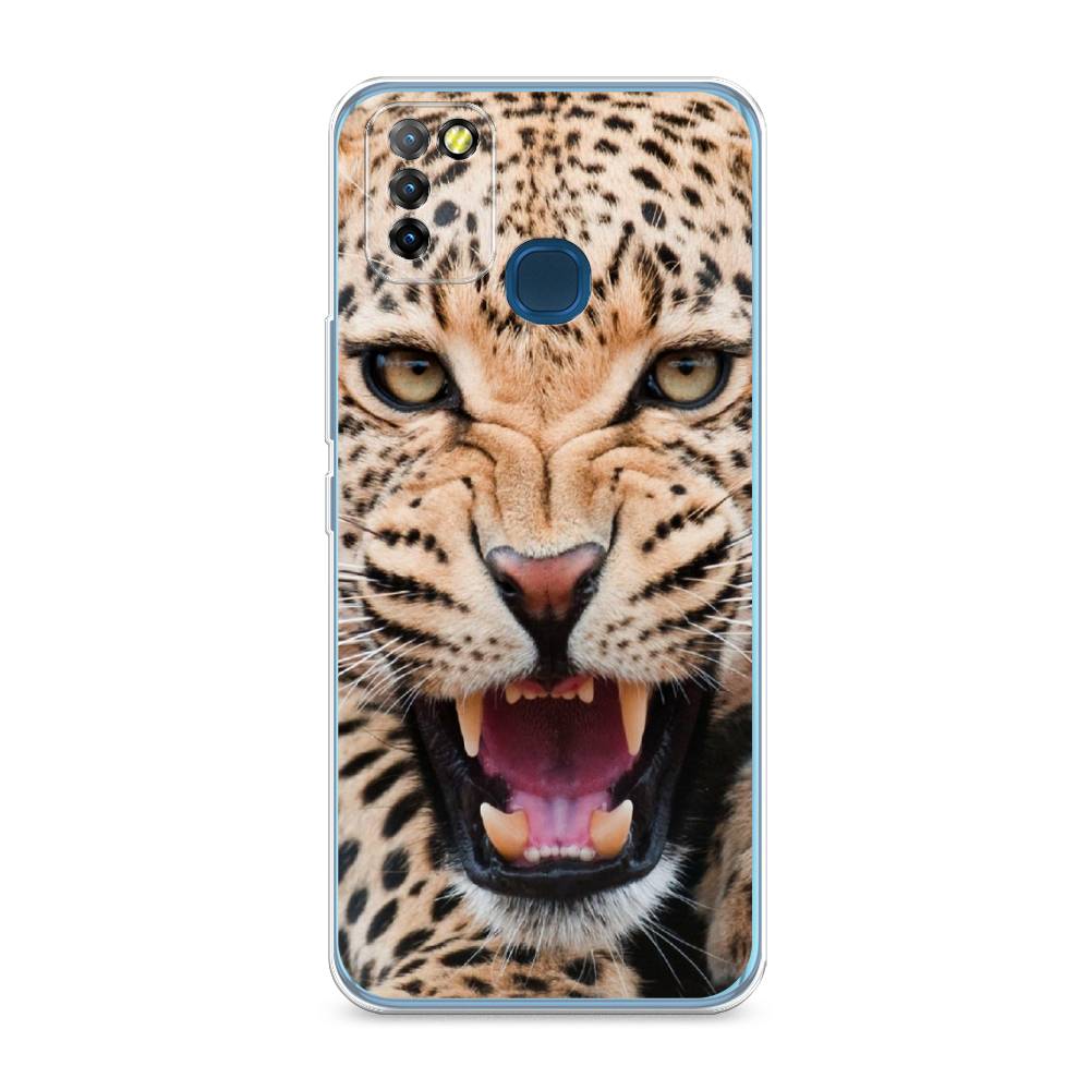 

Чехол на Infinix HOT 10 Lite "Леопард 3d", Бежевый;черный, 3100350-6