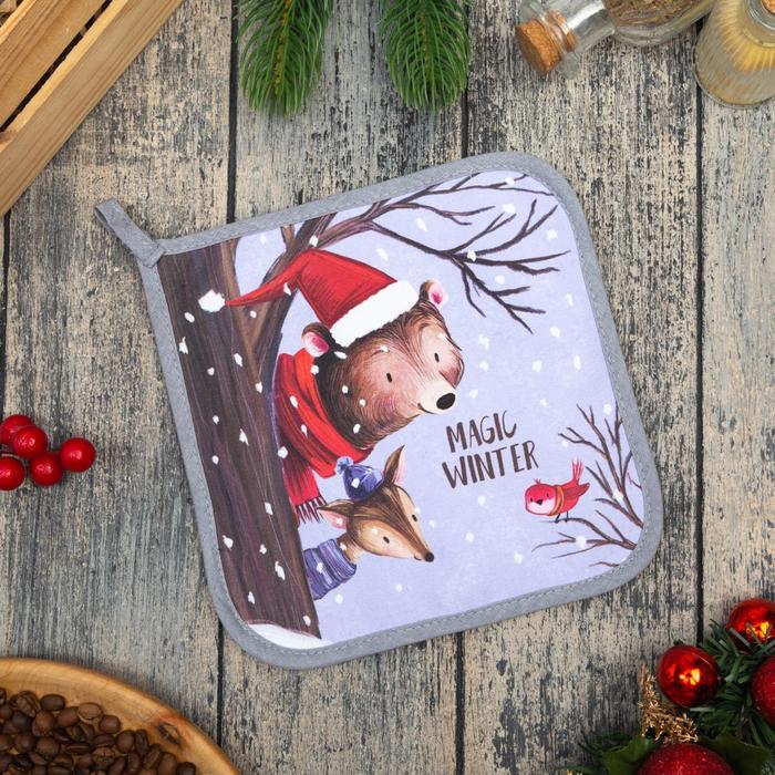 

Прихватка "Magic winter" 19х19 саржа,100% х/л,ватин 250г/м2, Серый