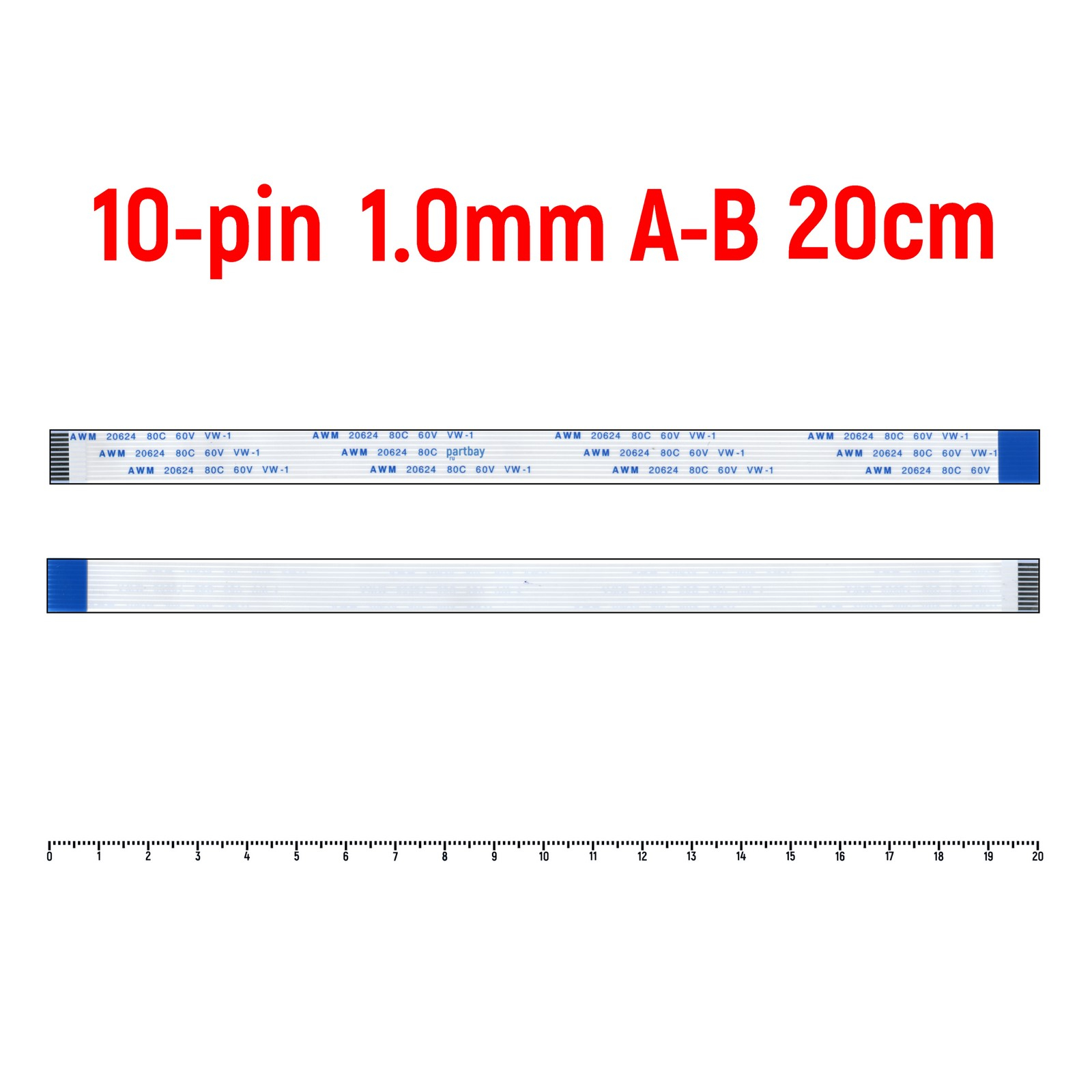 

Шлейф FFC 10-pin Шаг 1.0mm Длина 20cm