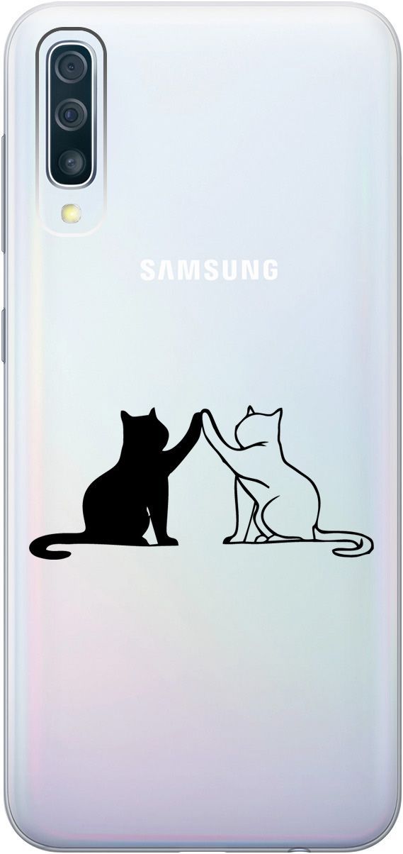 

Чехол на Samsung Galaxy A50 "Cats" прозрачный, Прозрачный;черный, 5383