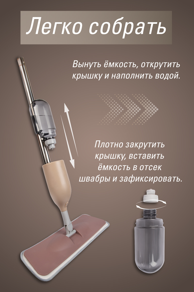 KRAFT Система для уборки Spray Mop (швабра-спрей, 2 насадки) KT 835804