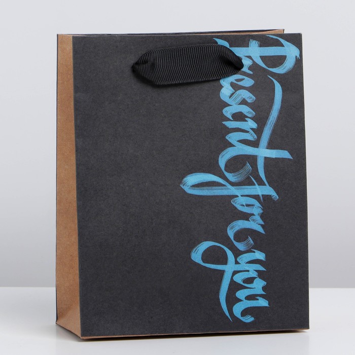 

Пакет крафтовый вертикальный «Present for you», S 12 × 15 × 5.5 см, Коллекция упаковки "Послание"