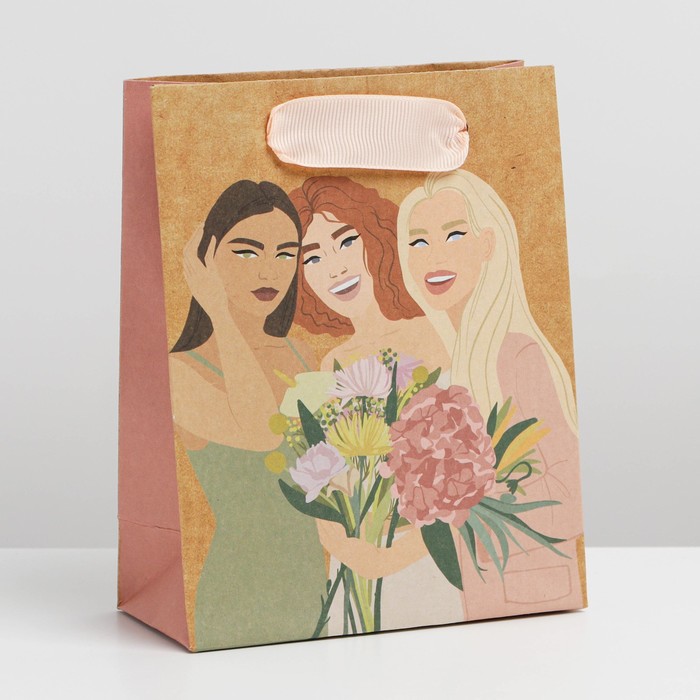 

Пакет крафтовый вертикальный «The dream is real», S 12 × 15 × 5.5 см, Коллекция упаковки Girl style