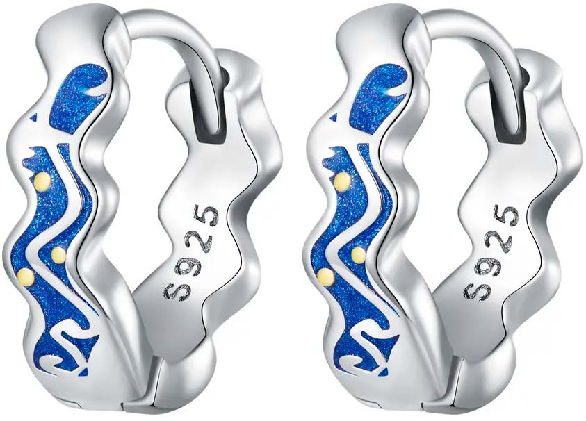 

Серьги конго из серебра bamoer BSE791, эмаль, BSE791