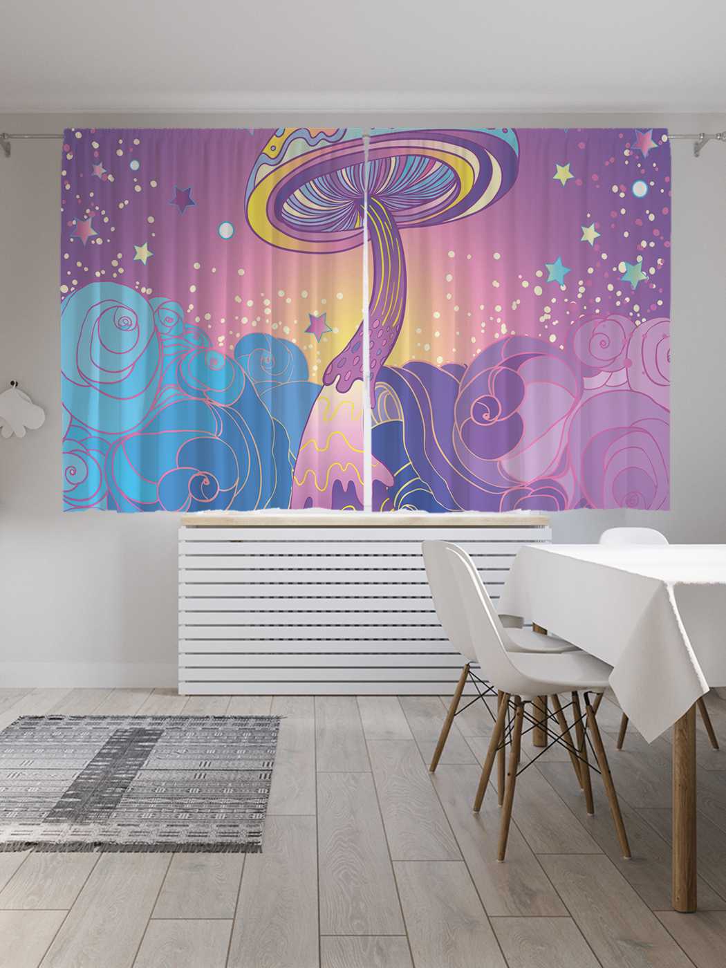 

Классические шторы JoyArty "Поганка среди звезд", серия Oxford DeLux, 2 полотна 145x180 см, Поганка среди звезд