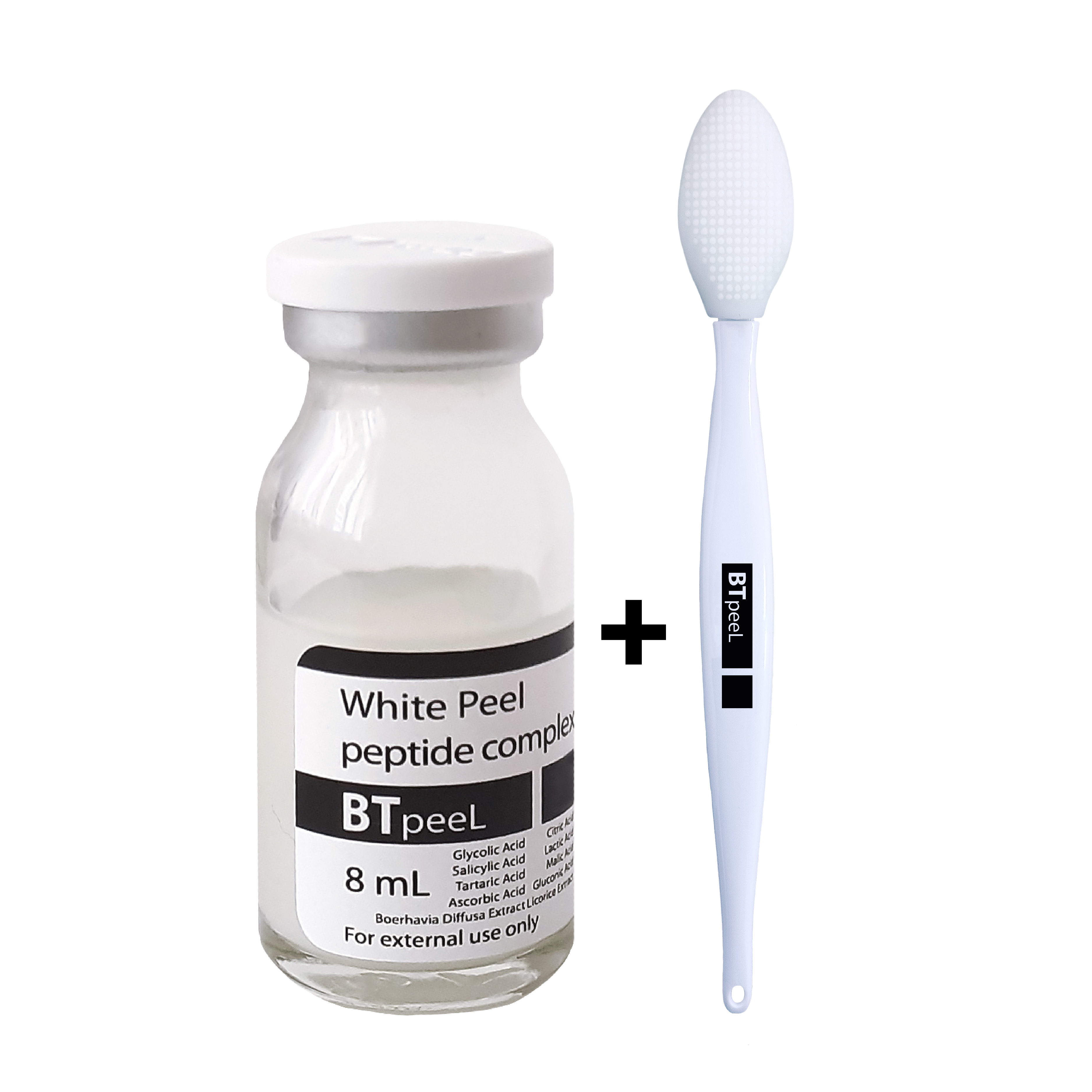 Белый пилинг BTpeel с пептидами и экстрактом пунарнавы + Щеточка для чистки и массажа лица молочный пилинг btpeel lactic acid 10 мл