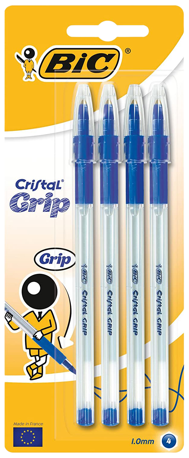 

Ручки шариковые Bic Cristal Grip синие 0;4 мм 4 шт.
