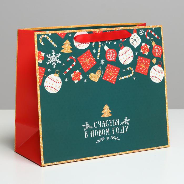 

Пакет ламинированный горизонтальный «Счастья в Новом году», ML 27 х 23 х 11,5 см, Разноцветный