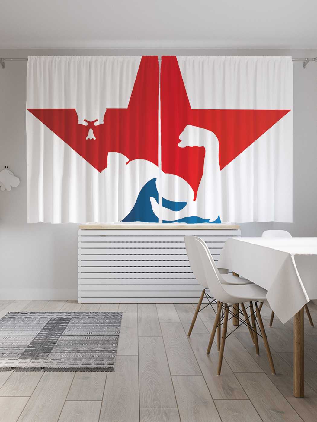 фото Классические шторы joyarty "спортивная звезда", серия oxford delux, 2 полотна 145x180 см