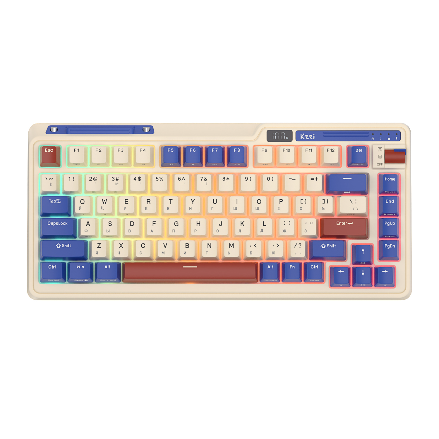 Игровая клавиатура Kzzi K75 PRO Rhine White/Orange/Blue