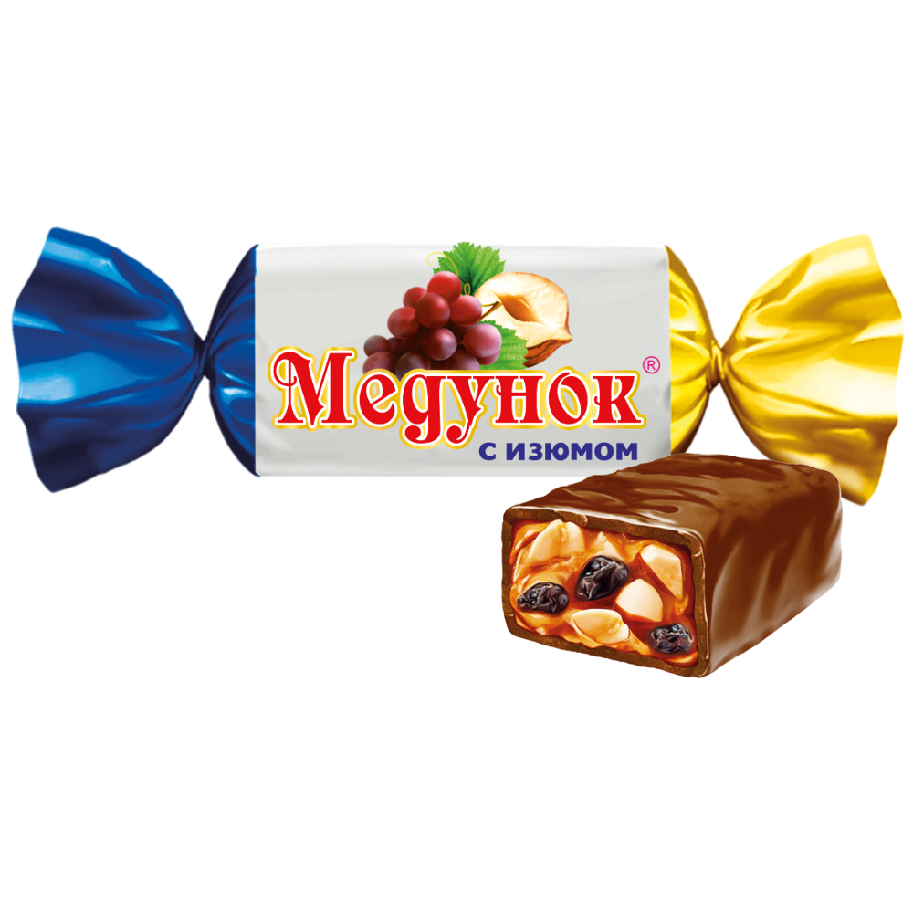

Конфеты Медунок глазированные, с изюмом, 1 кг, Конфеты Медунок глазированные