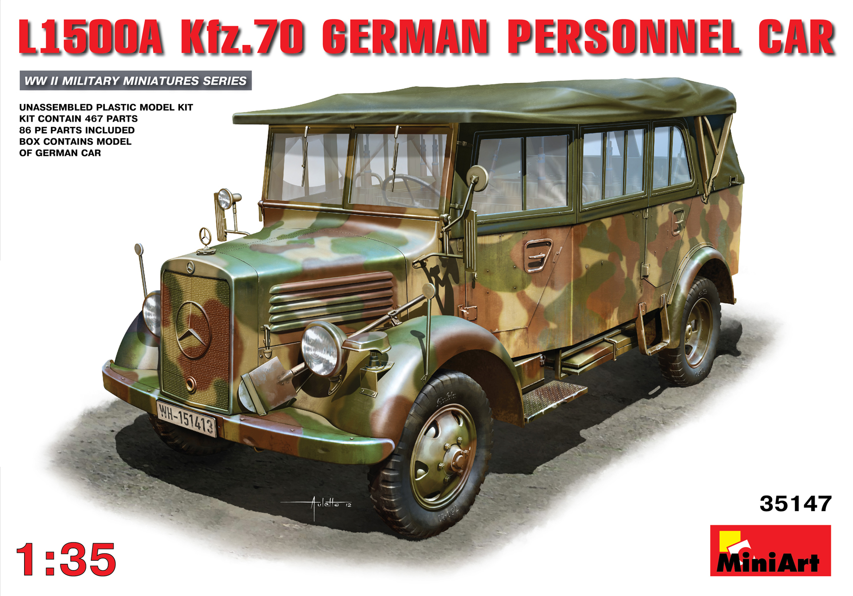 фото Сборная модель miniart 1/35 l1500a (kfz.70) немецкий армейский автомобиль 35147