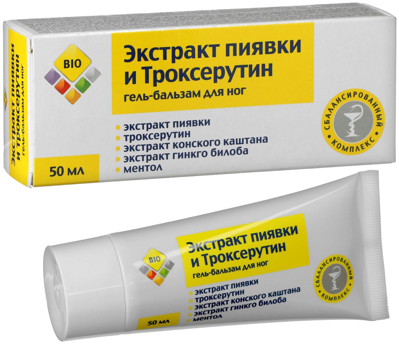 Гель бальзам для ног BIO экстракт пиявки и троксерутин, 50 мл