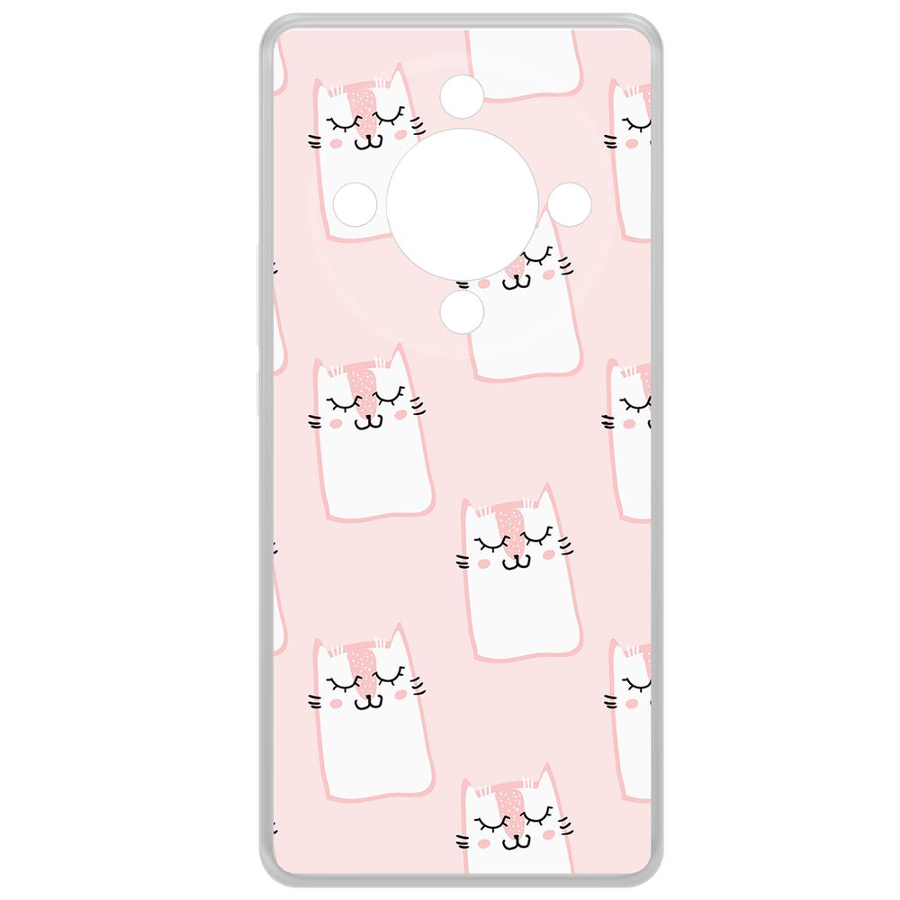 

Чехол-накладка Krutoff Clear Case Котики паттерн для Honor X9b, Прозрачный