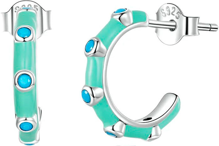

Серьги конго из серебра bamoer SCE1404, бирюза, SCE1404
