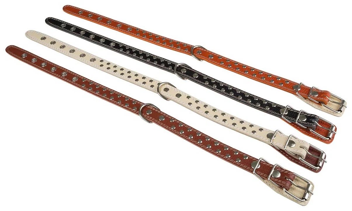 Ошейник для собак Brava кожаный с подкладкой клепанный №25
