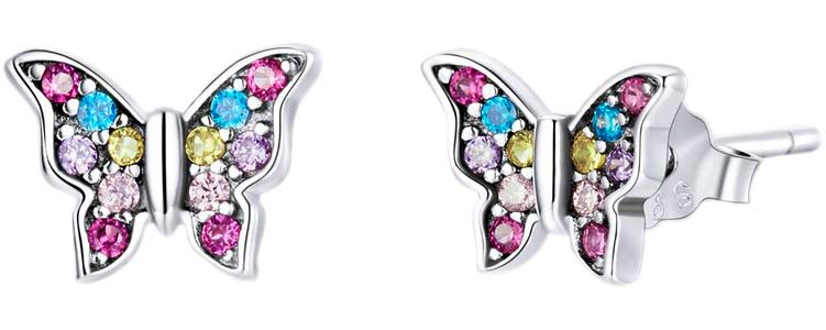 

Серьги пусеты из серебра bamoer BSE514, фианит, BSE514