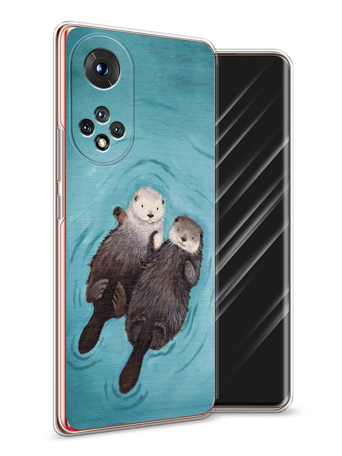 

Чехол Awog на Honor 50 "Парочка бобров", Голубой, 6105450-10