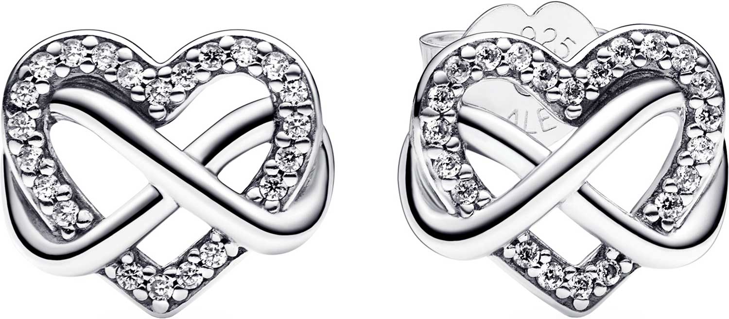 

Серьги пусеты из серебра Pandora 292667C01, фианит, 292667C01