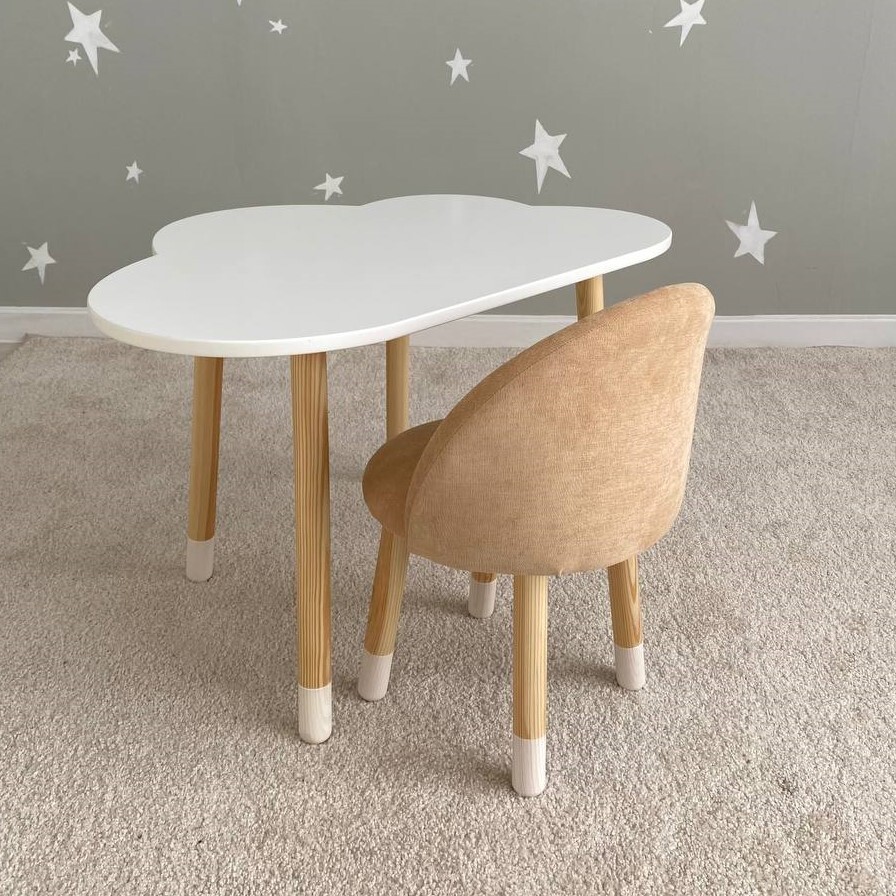 Комплект детской мебели DIMDOM kids Облако белый + Мягкий стульчик Бежевый