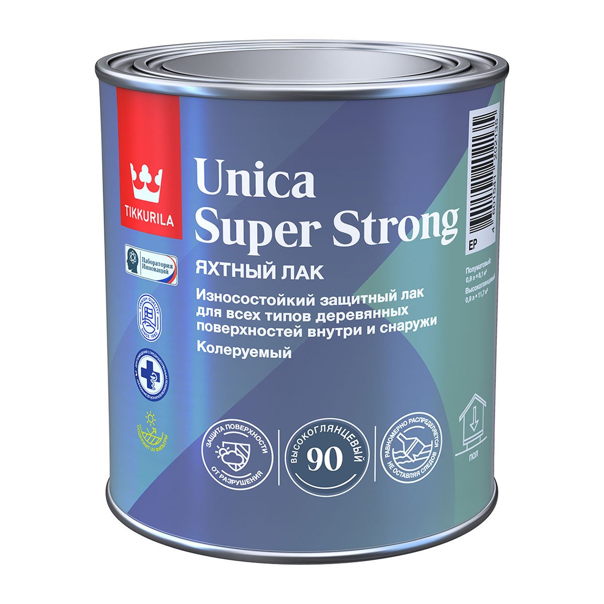 фото Лак уретано-алкидный tikkurila unica super strong 20 0,9 л