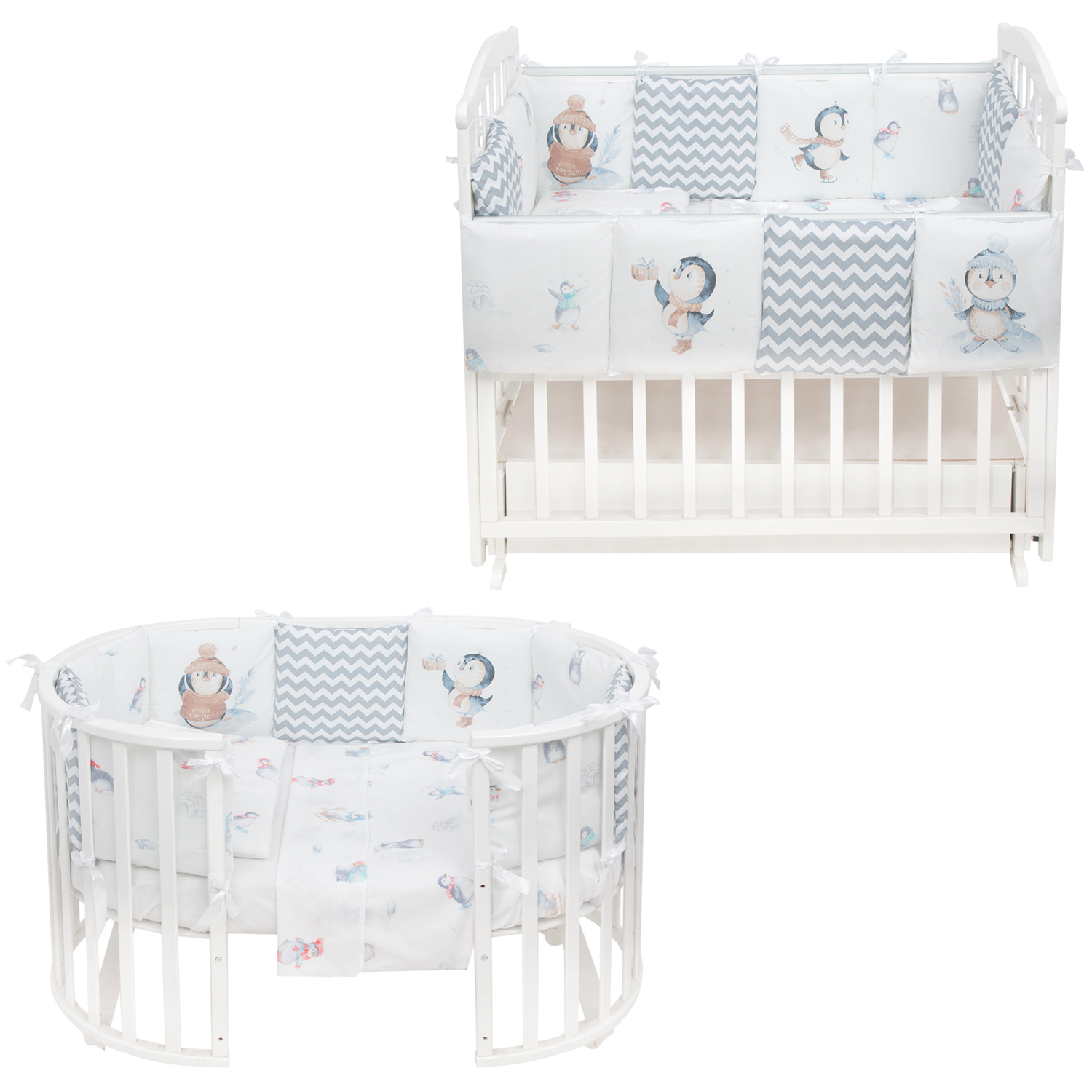

Комплект в кроватку Leader Kids Пингвинята, серый