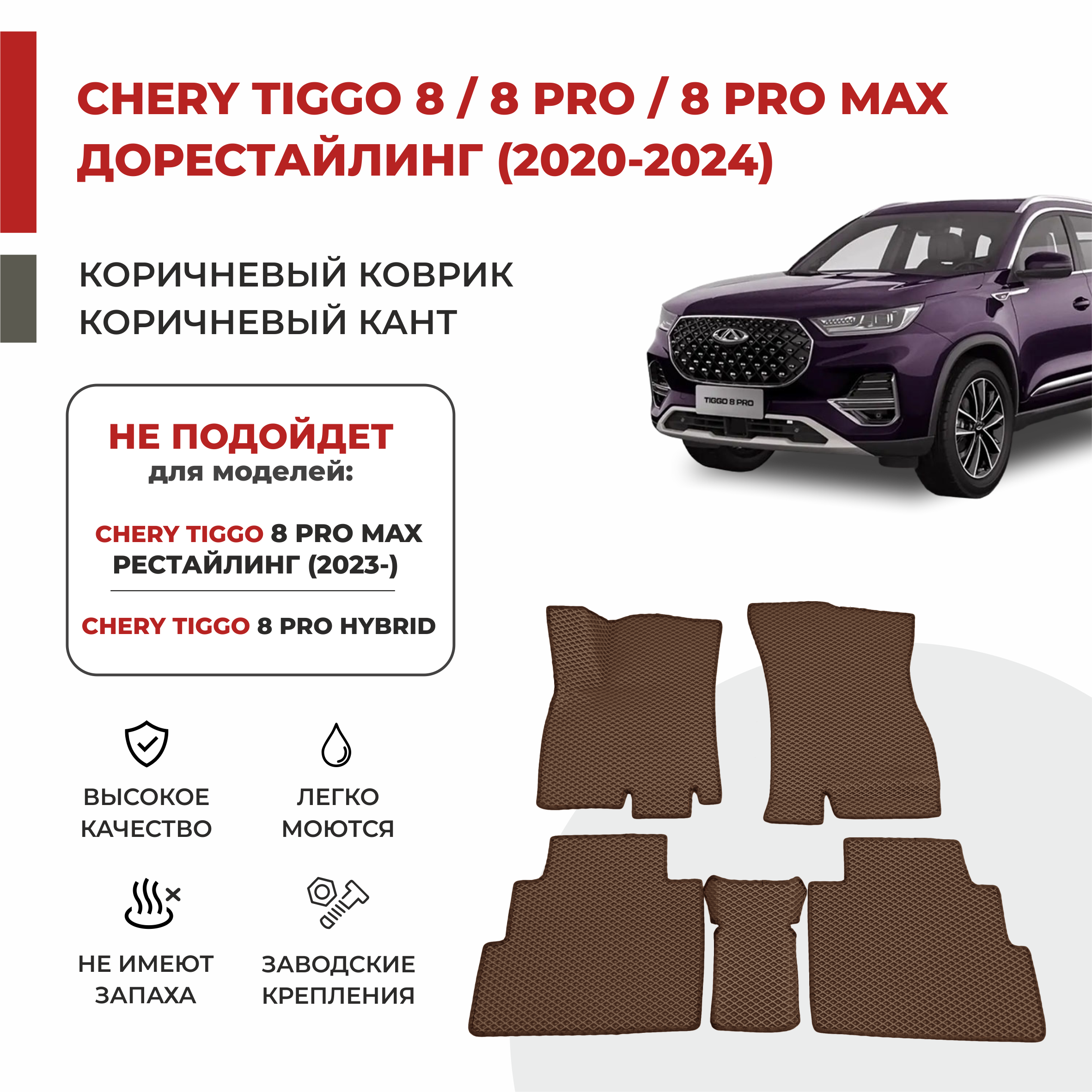 

Автомобильные коврики 3D EVA PROFY для Chery Tiggo 8, Чери Тигго 8про