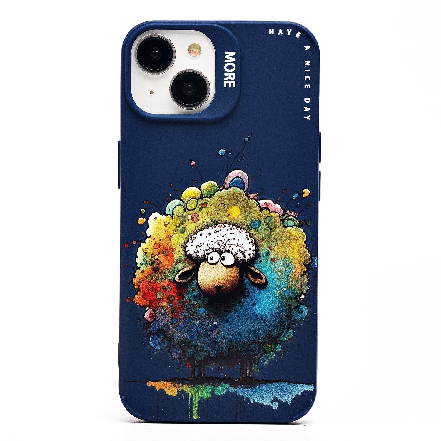 

Чехол для iPhone 14 силиконовый (рис. 335/овечка) <темно-синий>